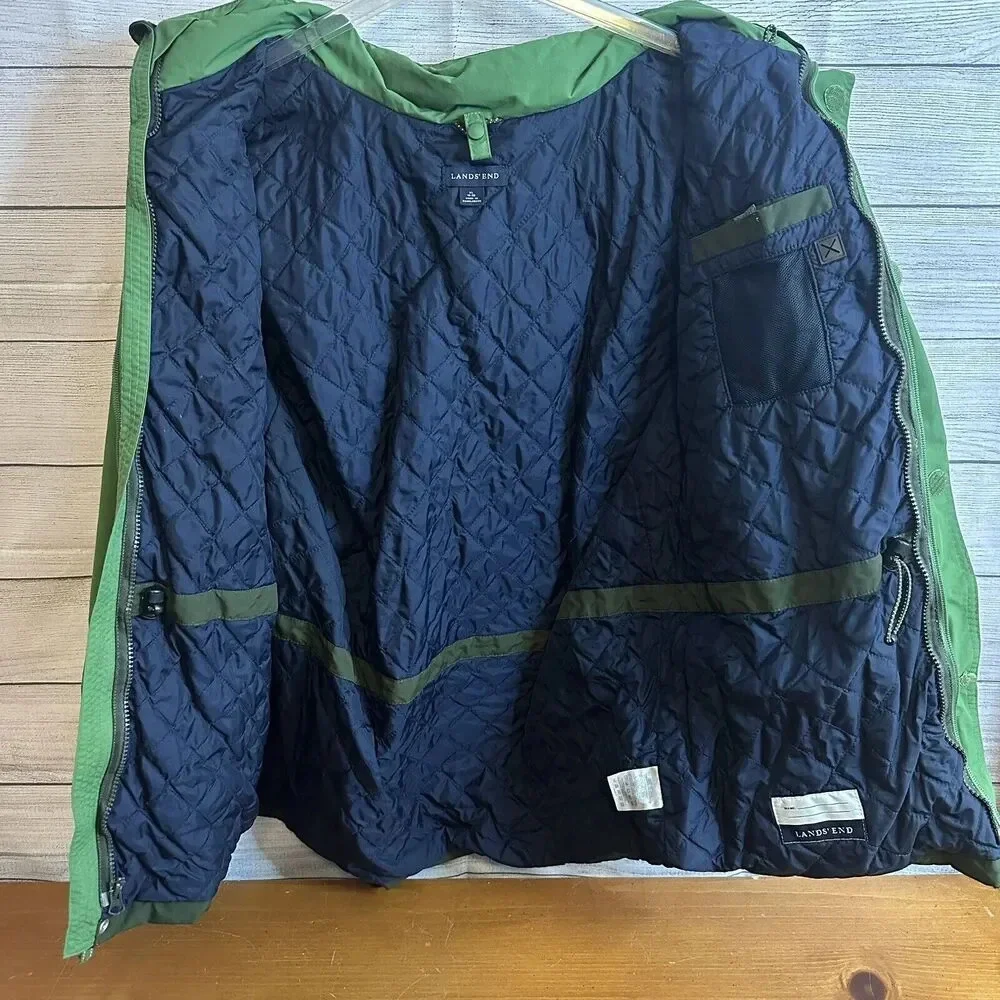 L.L. Bean Windbreaker Jacket Boys XLarge Green Full Zip Hooded Lined Long Sleeve
